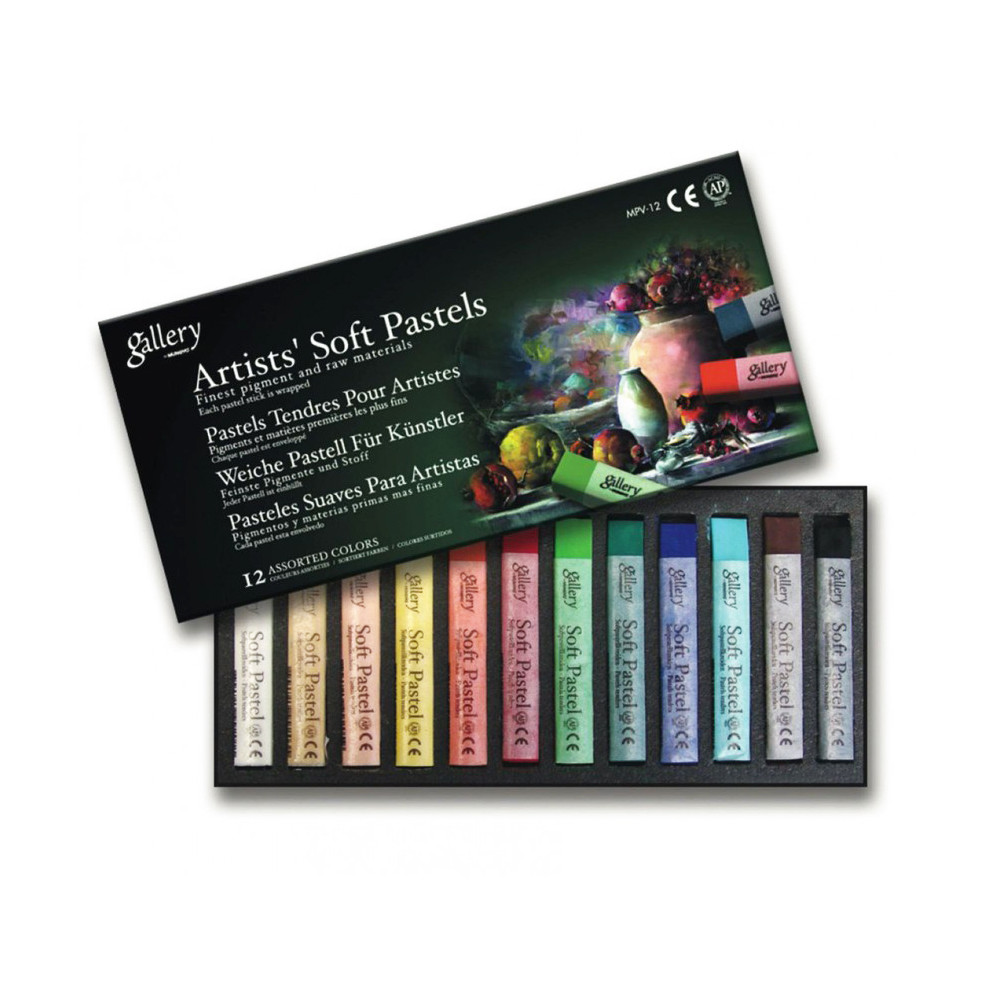 Set of dry Gallery Artists' Soft Pastels - Mungyo - 12 pcs