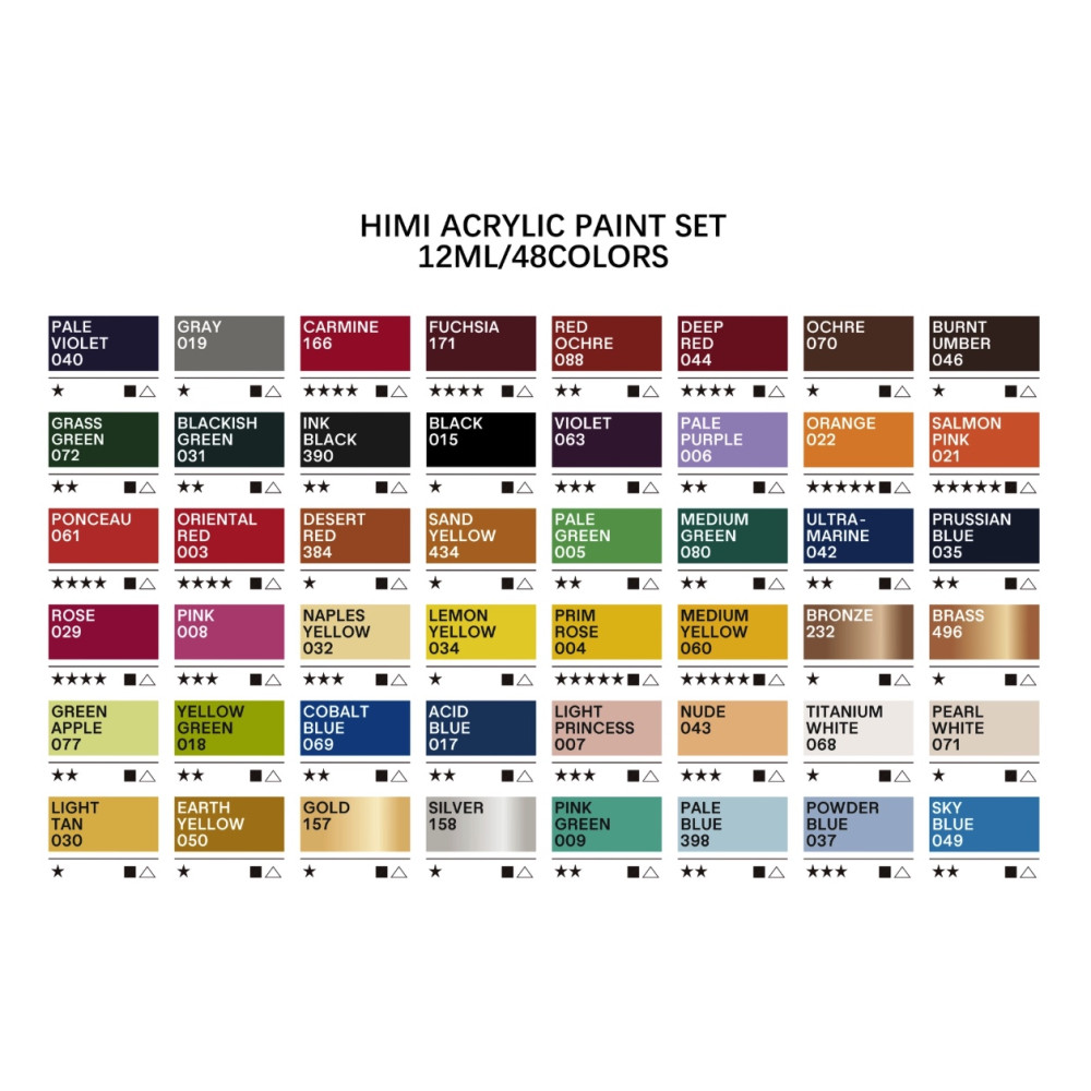 Zestaw farb akrylowych Twin Cup - HIMI - Pearl Pink 48 szt.