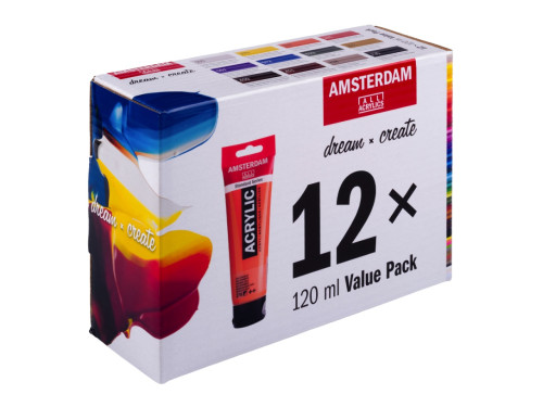 Zestaw farb akrylowych - Amsterdam - 12 x 120 ml