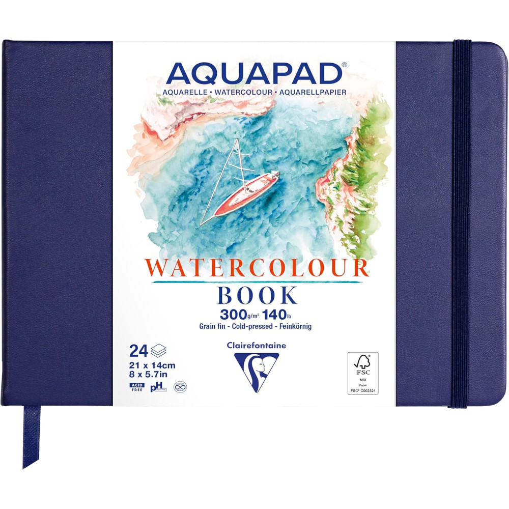 Szkicownik Aquapad Watercolour Book 21 x 14 cm - Clairefontaine - 300 g 24 ark.