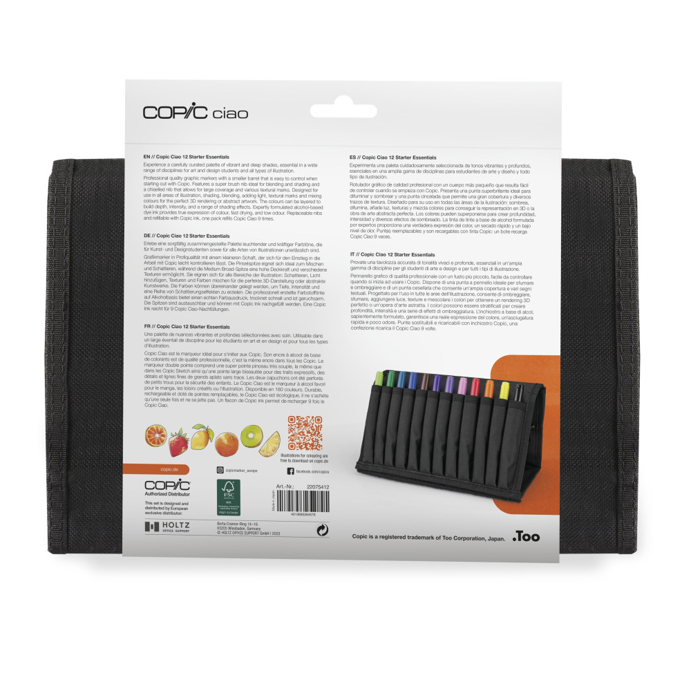 Zestaw markerów dwustronnych Copic Ciao Starter Essentials w etui - 12 szt.