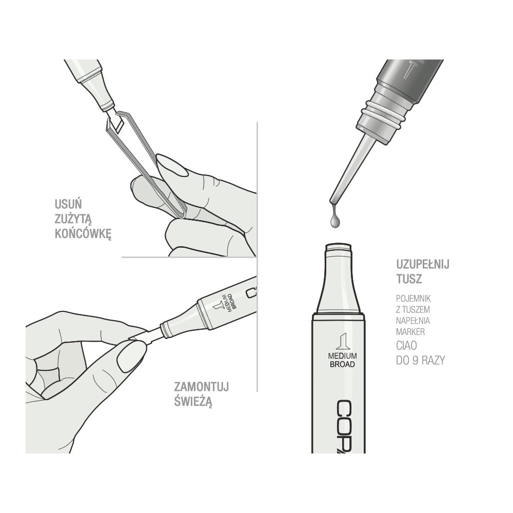 Zestaw markerów dwustronnych Copic Ciao Portrait Tones w etui - 12 szt.