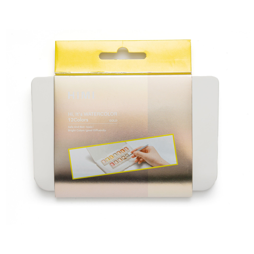 Set of watercolors pans Golden Metallic - HIMI - 12 pcs.