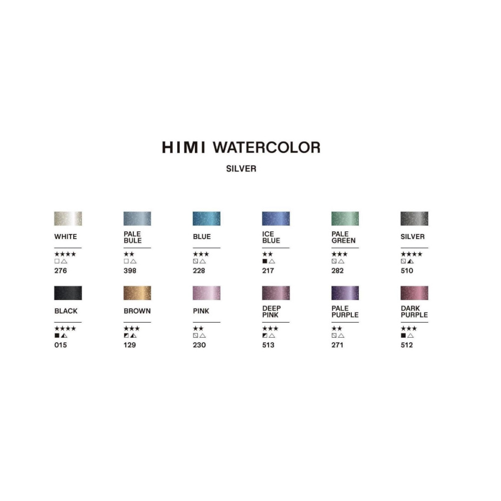 Set of watercolors pans Silver Metallic - HIMI - 12 pcs.