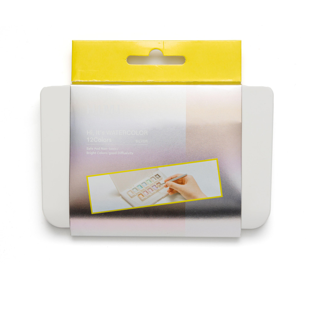 Set of watercolors pans Silver Metallic - HIMI - 12 pcs.