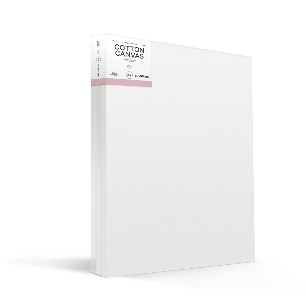 Cotton stretched canvas Basic - PaperConcept - 30 x 50 cm 3 pcs.