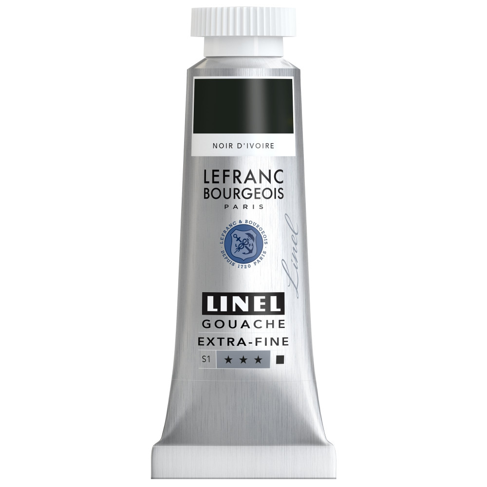 Linel gouache paint - Lefranc & Bourgeois - Ivory Black 14 ml