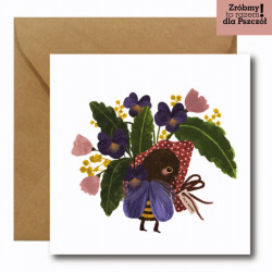 Greeting card - Hi Little - Bouquet for mum 14,5 x 14,5 cm