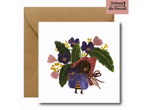 Greeting card - Hi Little - Bouquet for mum 14,5 x 14,5 cm