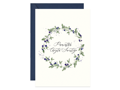 Greeting card A6 - Paperwords - Berry Baptism Wreath