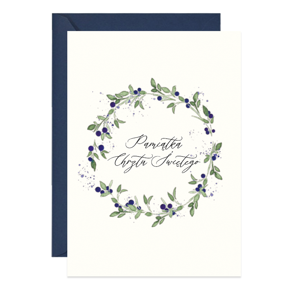 Greeting card A6 - Paperwords - Berry Baptism Wreath