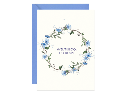 Greeting card A6 - Paperwords - Cornflower Wreath