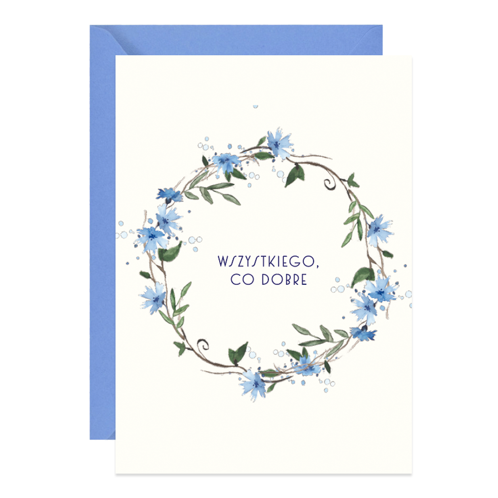 Greeting card A6 - Paperwords - Cornflower Wreath