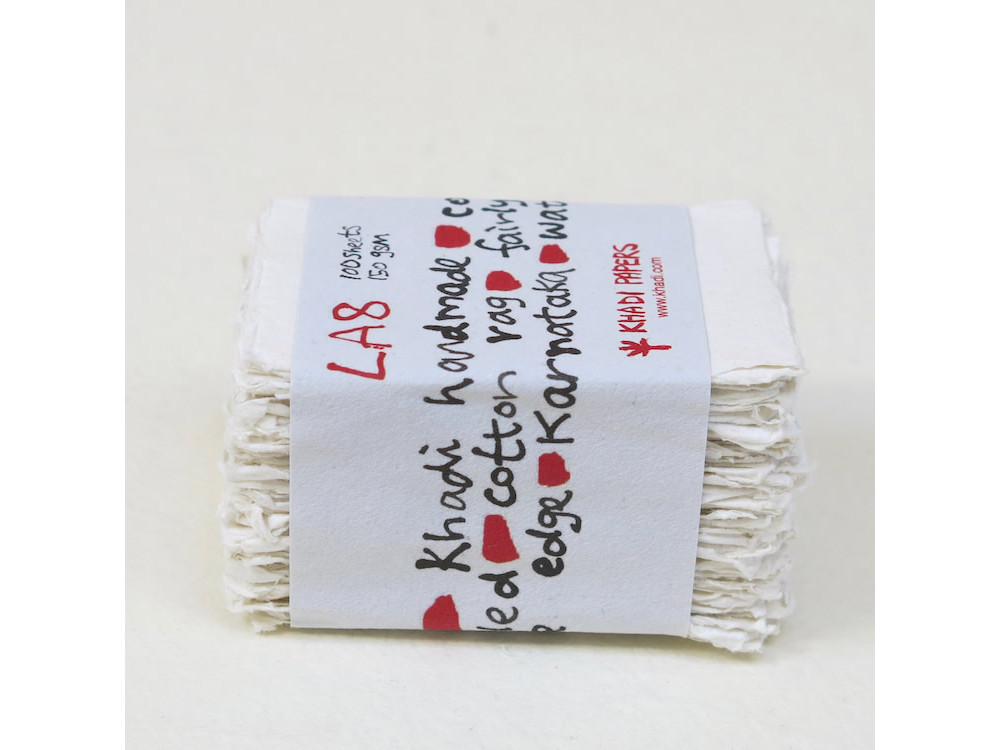 Papier czerpany 100% bawełny 150 g - Khadi Papers - White A8 100 ark.