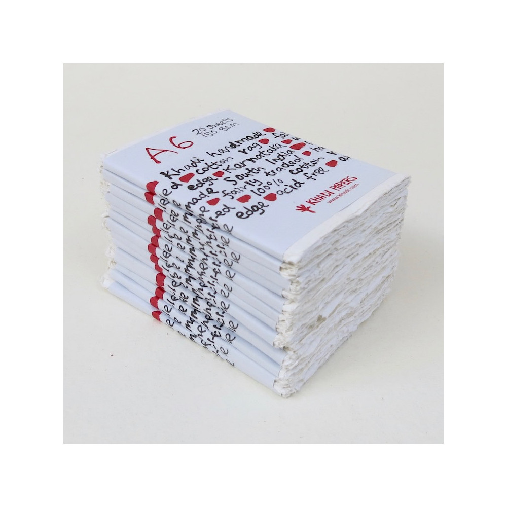Papier czerpany 100% bawełny 150 g - Khadi Papers - White A6 20 ark.