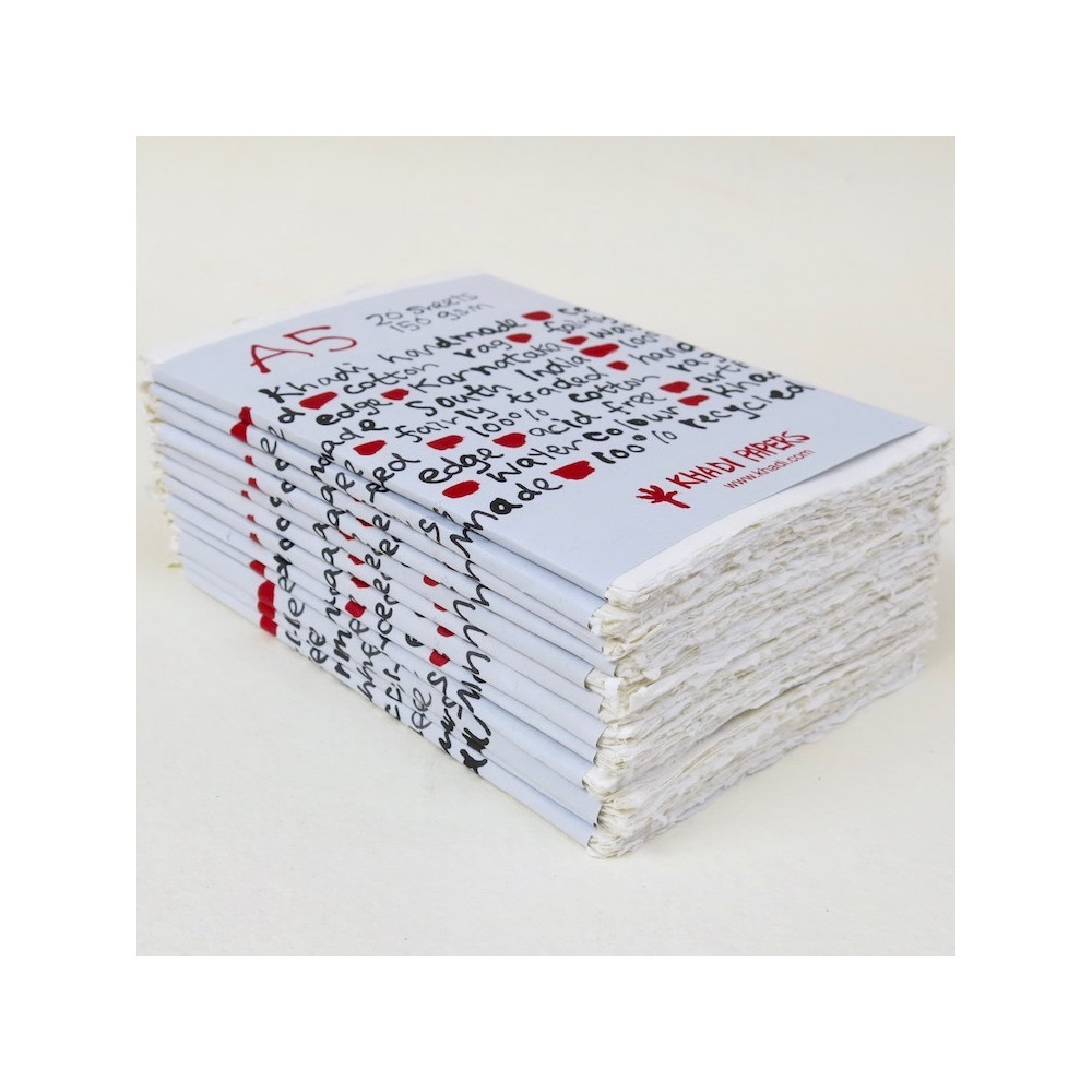 Handmade 100% cotton paper 150 g - Khadi Papers - White A5 20 sheets