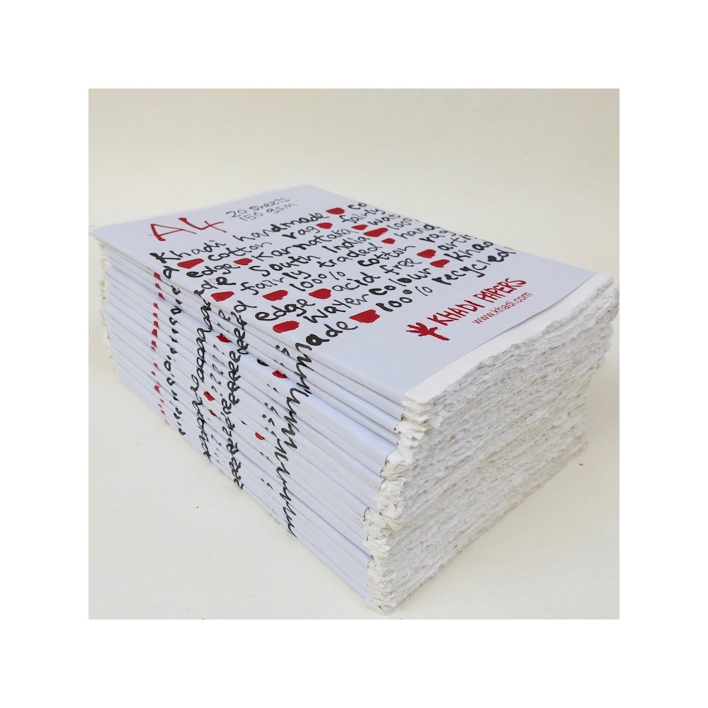 Papier czerpany 100% bawełny 150 g - Khadi Papers - White A4 20 ark.
