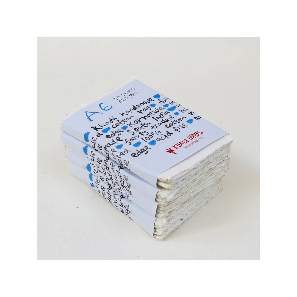 Handmade 100% cotton paper 320 g - Khadi Papers - White A6 20 sheets
