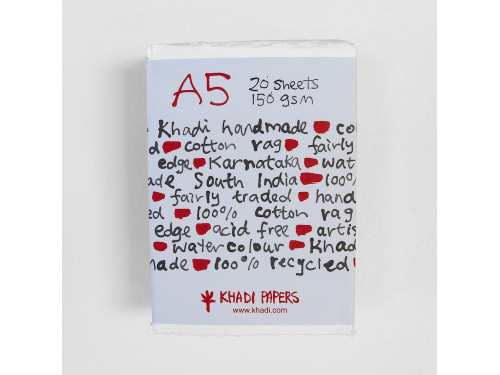 Papier czerpany 100% bawełny 150 g - Khadi Papers - White A5 20 ark.