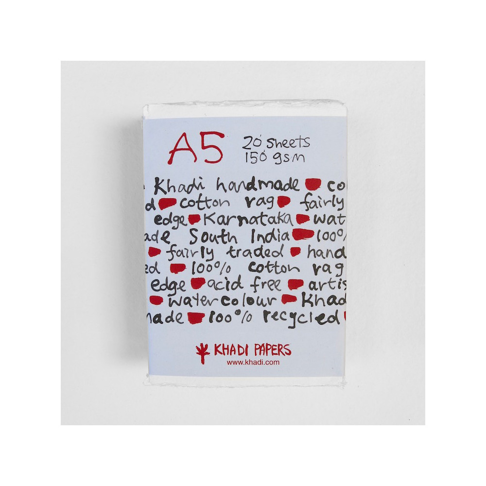 Papier czerpany 100% bawełny 150 g - Khadi Papers - White A5 20 ark.