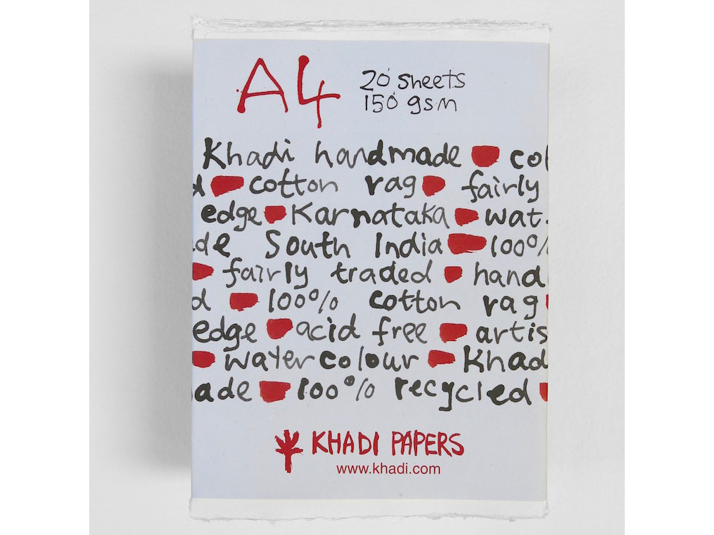 Papier czerpany 100% bawełny 150 g - Khadi Papers - White A4 20 ark.