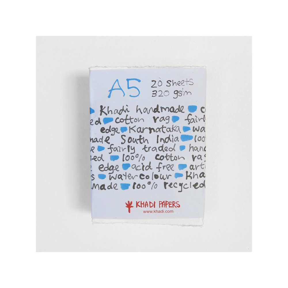 Papier czerpany 100% bawełny 320 g - Khadi Papers - White A5 20 ark.