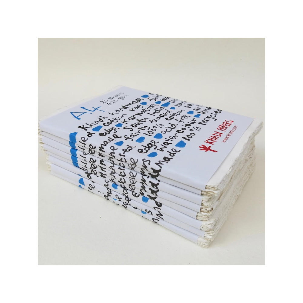 Handmade 100% cotton paper 320 g - Khadi Papers - White A4 20 sheets
