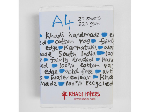 Handmade 100% cotton paper 320 g - Khadi Papers - White A4 20 sheets