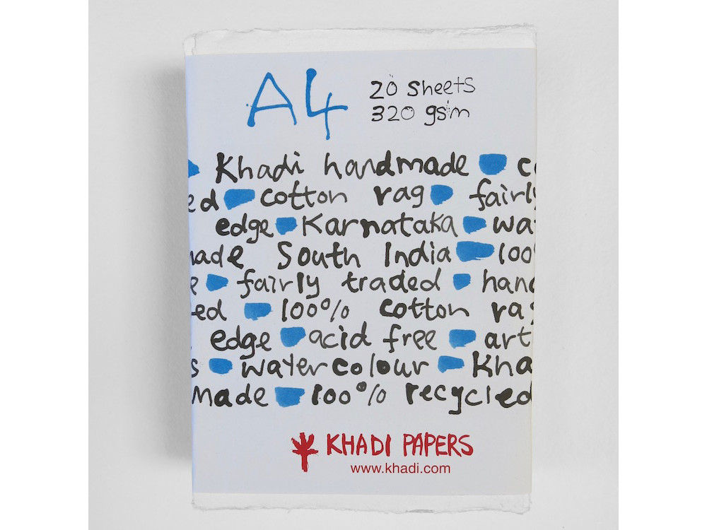Papier czerpany 100% bawełny 320 g - Khadi Papers - White A4 20 ark.