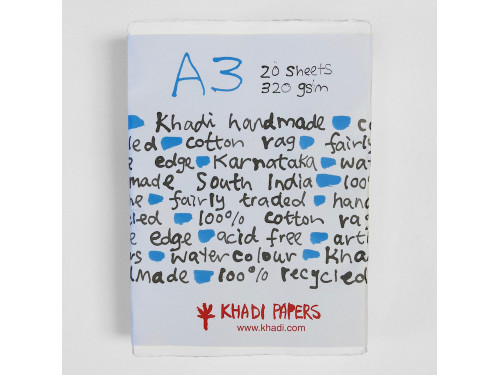 Handmade 100% cotton paper 320 g - Khadi Papers - White A3 20 sheets