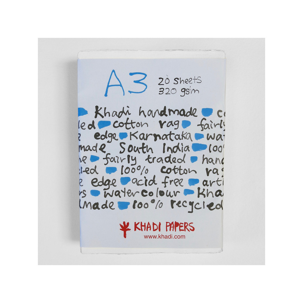 Papier czerpany 100% bawełny 320 g - Khadi Papers - White A3 20 ark.