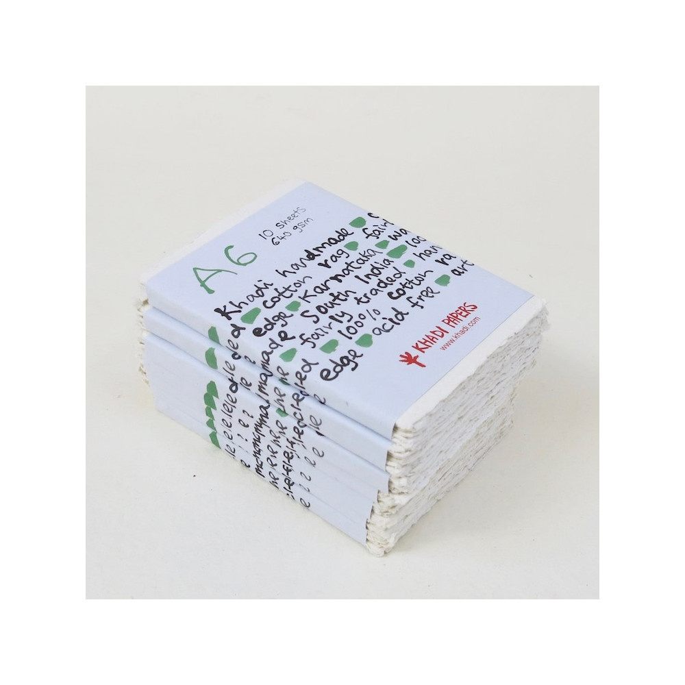 Handmade 100% cotton paper 640 g - Khadi Papers - White A6 10 sheets