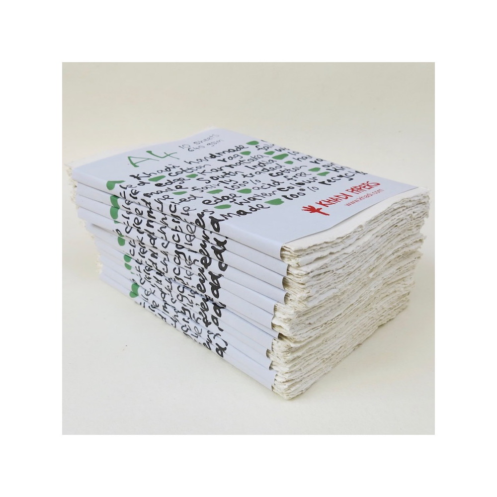 Handmade 100% cotton paper 640 g - Khadi Papers - White A4 10 sheets