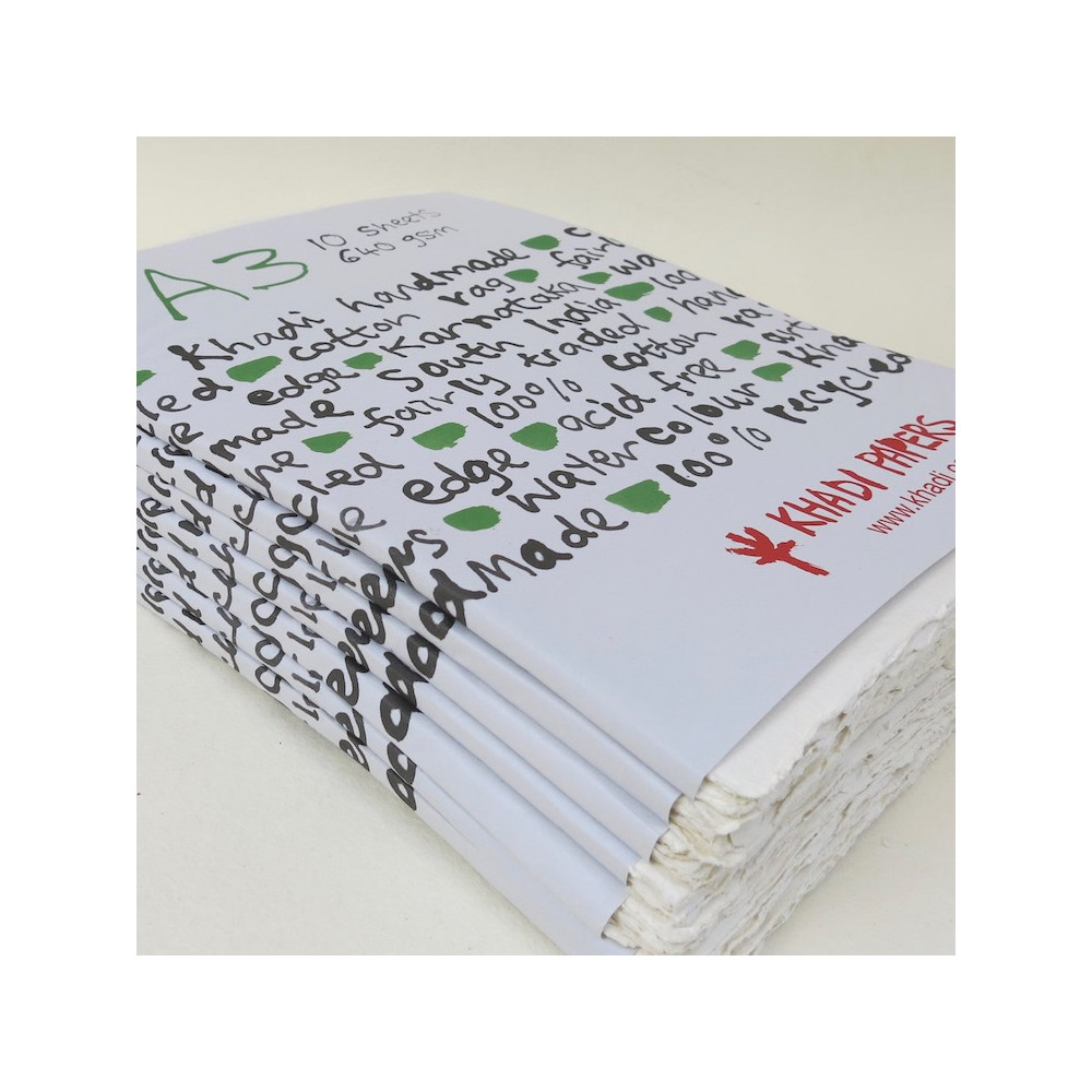 Handmade 100% cotton paper 640 g - Khadi Papers - White A3 10 sheets