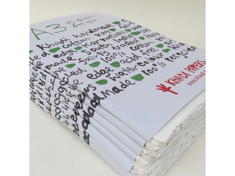 Handmade 100% cotton paper 640 g - Khadi Papers - White A3 10 sheets