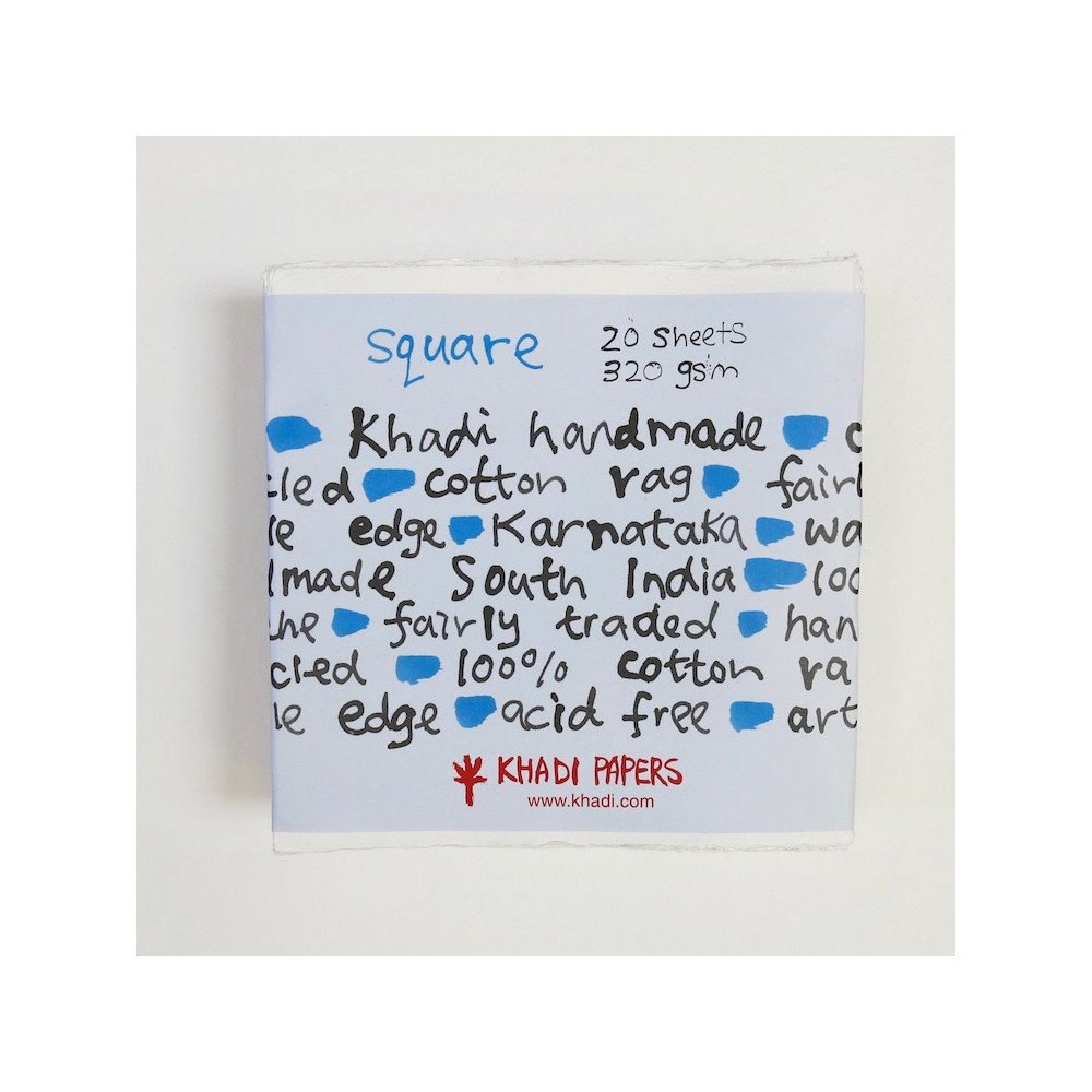 Papier czerpany 100% bawełny 320 g - Khadi Papers - White 20 x 20 cm 20 ark.