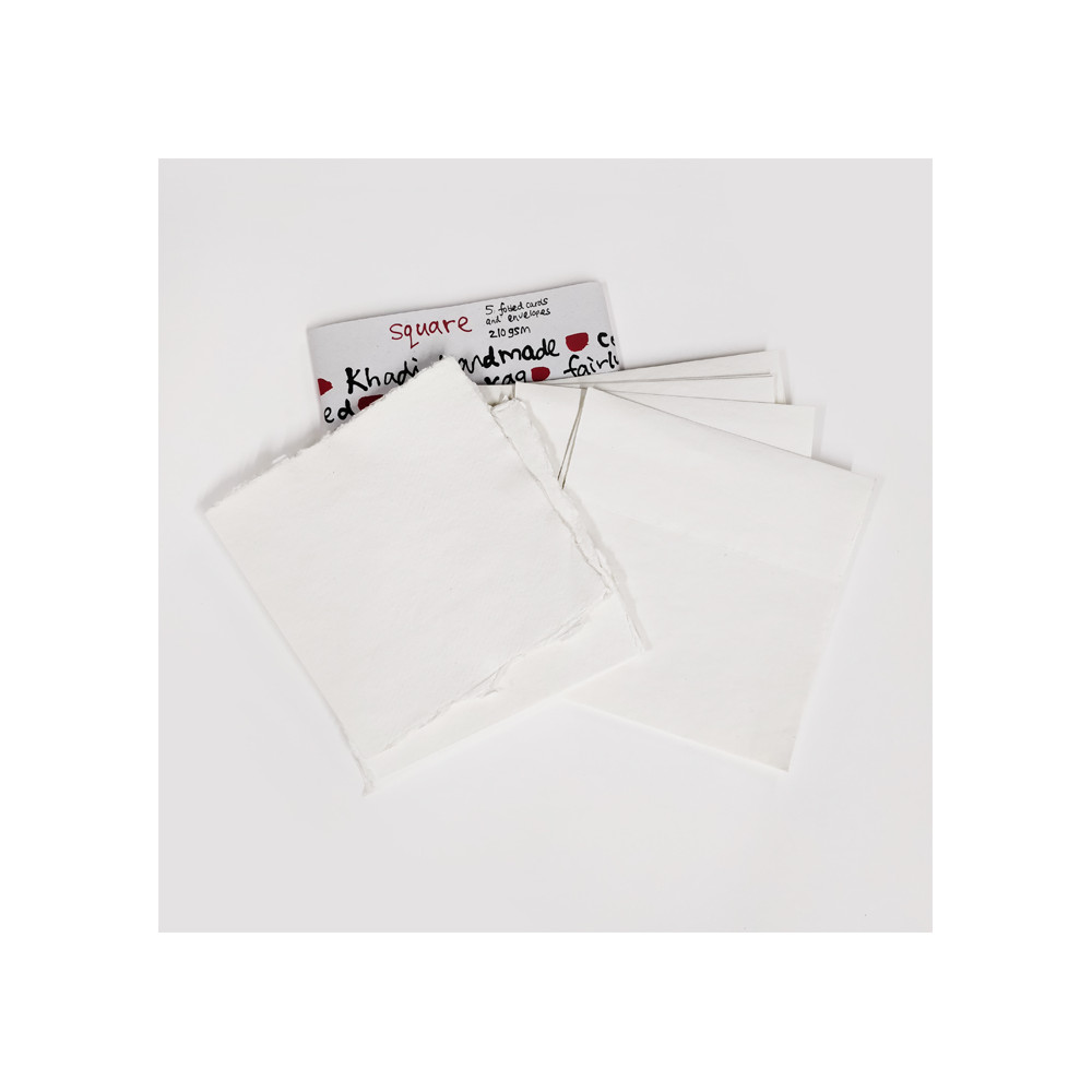 Zestaw papeterii 100% bawełny 210 g - Khadi Papers - White 8 x 8 cm 10 szt.