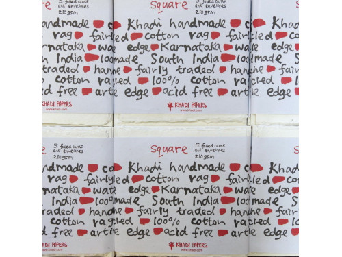 Zestaw papeterii 100% bawełny 210 g - Khadi Papers - White 15 x 15 cm 10 szt.