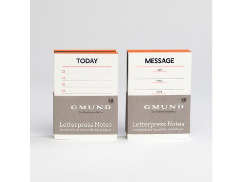 Letterpress Notes Set - Gmund - Neon Orange 120 g 2 pcs