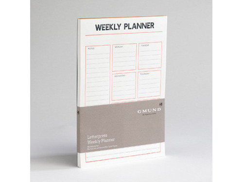 Planer tygodniowy Letterpress - Gmund - Neon Orange 50 ark.