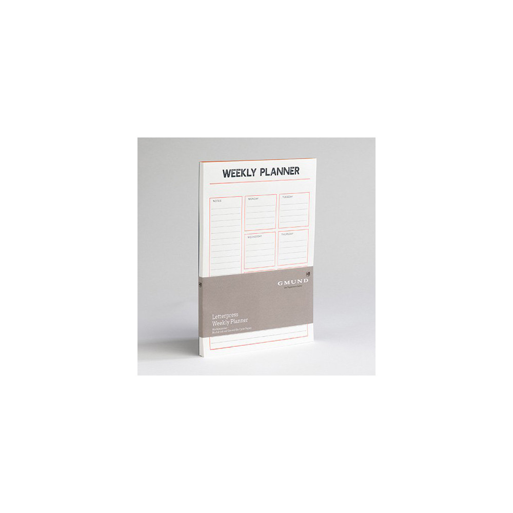 Letterpress Weekly Planner - Gmund - Neon Orange 50 sheets