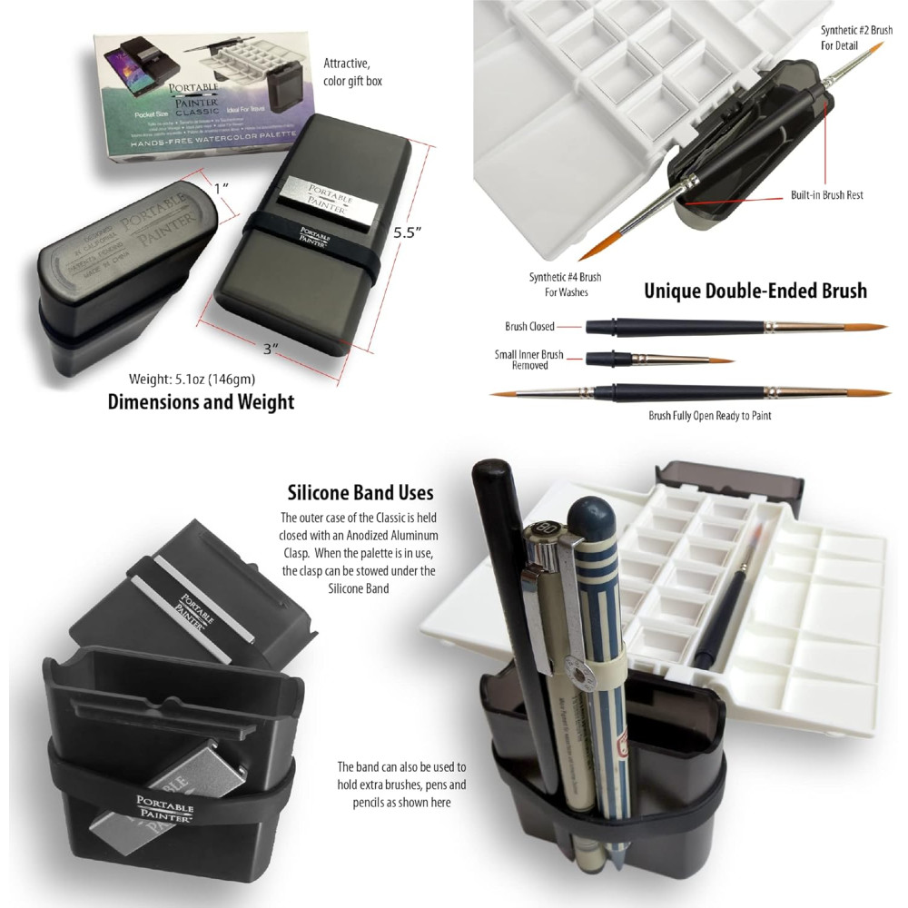 Classic watercolor palette - Portable Painter - 12 compartments