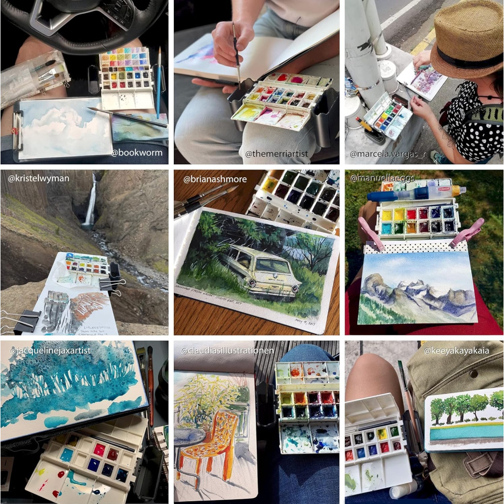 Classic watercolor palette - Portable Painter - 12 compartments