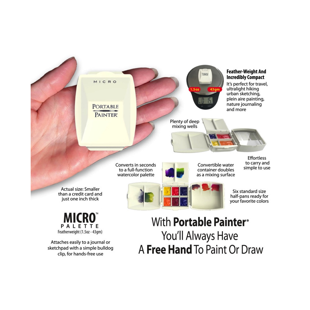 Micro watercolor palette - Portable Painter - 6 compartments