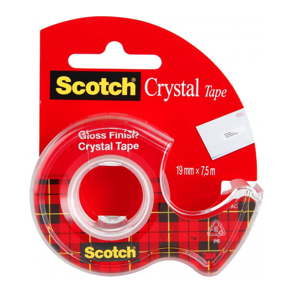 Crystal office tape with dispenser - Scotch - transparent 19 mm x 7,5 m
