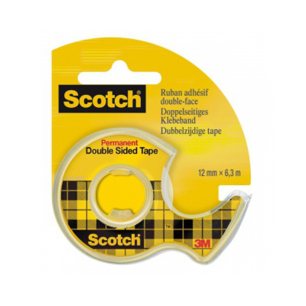 Taśma biurowa dwustronna z dyspenserem - Scotch - transparentna 12 mm x 6,3 m