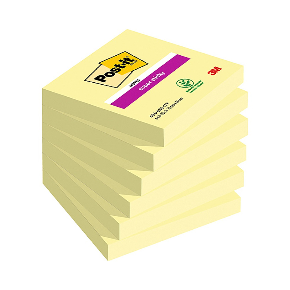 Super Sticky notes 76 x 76 mm - Post-it - yellow 90 pcs