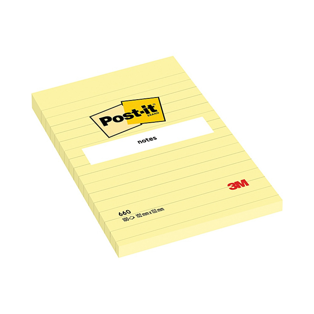 Karteczki samoprzylepne w linie 102 x 152 mm - Post-it - 100 szt.