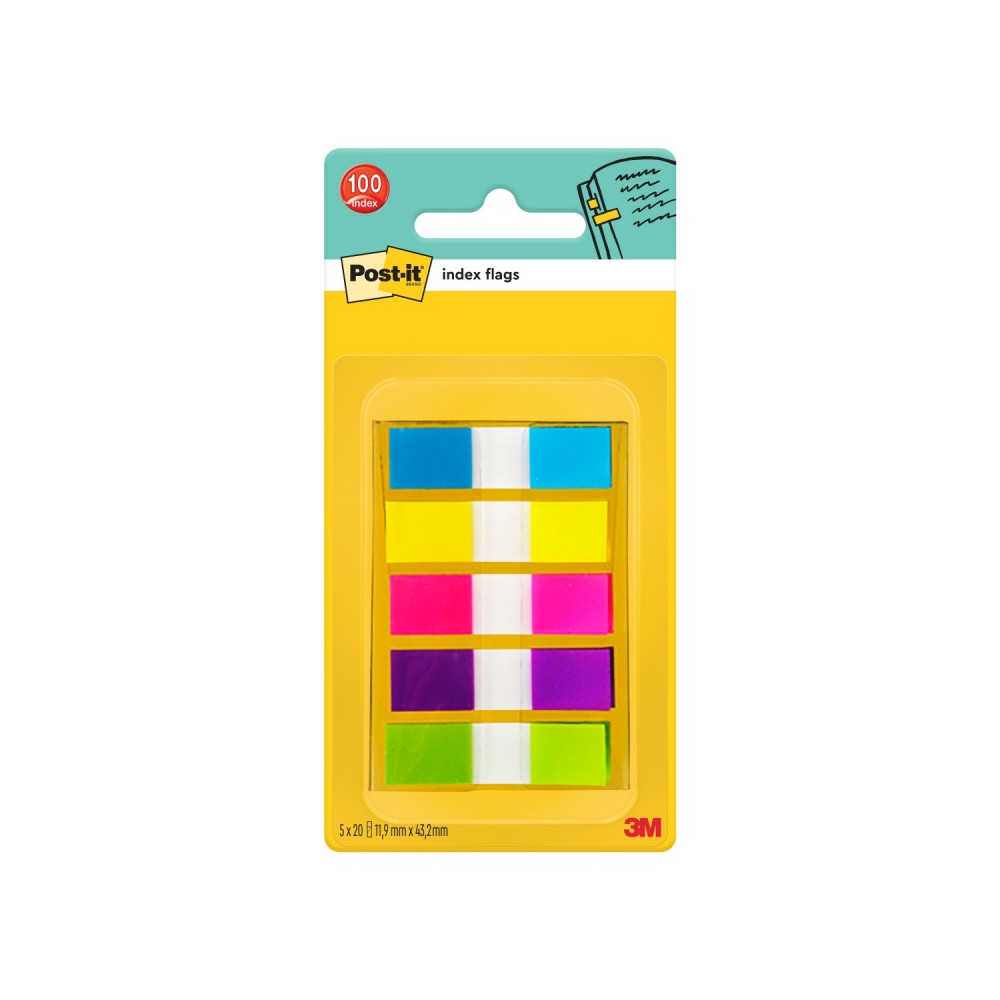 Zakładki indeksujące 11,9 x 43,2 mm - Post-it - 5 x 20 szt.