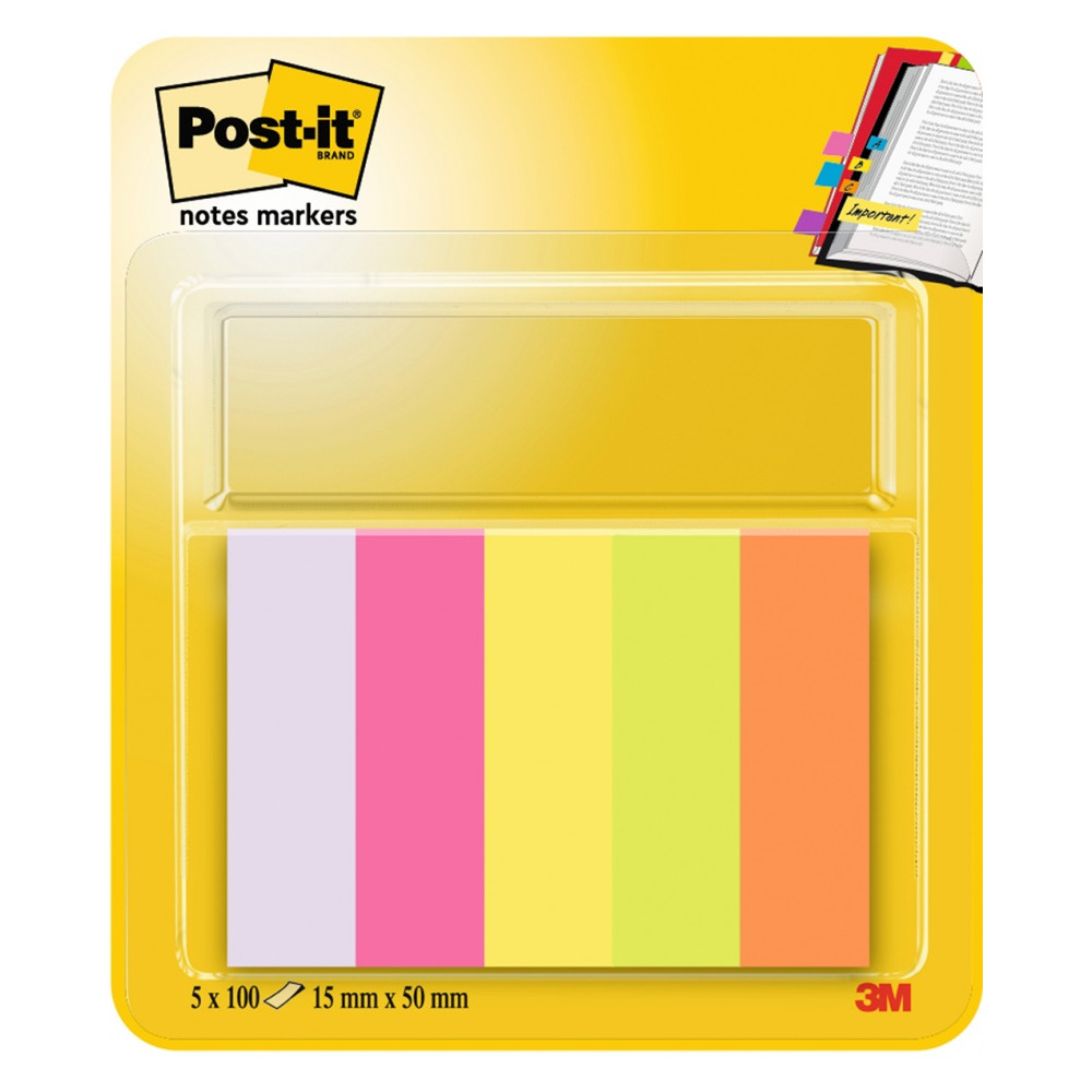 Notes markers 15 x 50 mm - Post-it - 5 x 100 pcs